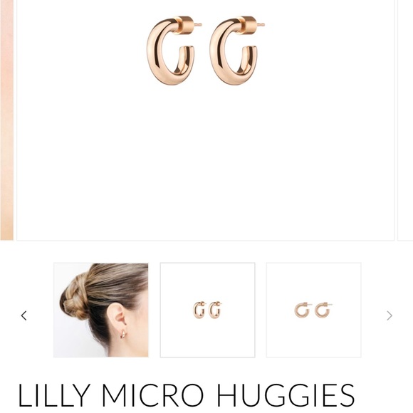 SOLD!  New  Jennifer Fischer Petite Micro Lilly Huggies-14K Rose Gold Plated - Picture 9 of 14
